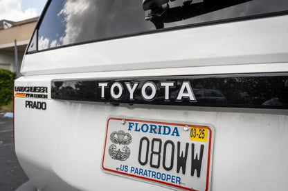 "TOYOTA" Rear Tailgate Emblem Overlays - 2024+ Land Cruiser - JDMuscleEmblems24LC250-RT-TOYOTA-WHWhite