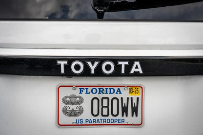 "TOYOTA" Rear Tailgate Emblem Overlays - 2024+ Land Cruiser - JDMuscleEmblems24LC250-RT-TOYOTA-WHWhite