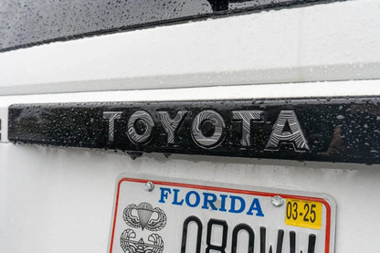 "TOYOTA" Topo Rear Tailgate Emblem Overlays - 2024+ Land Cruiser - JDMuscleEmblems24LC250-RT-TOYOTA-TPWHWhite Lines
