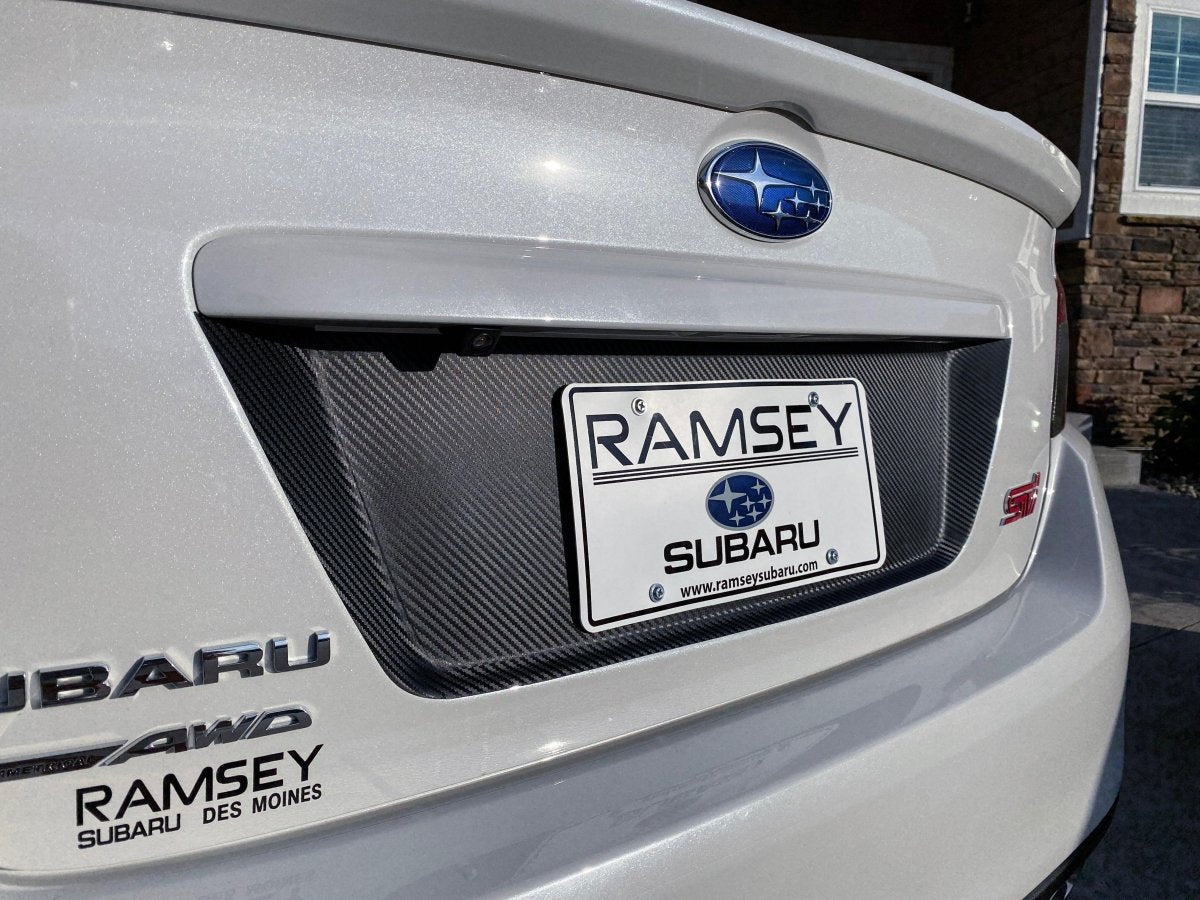 V1 3D Carbon License Plate Panel Black Out Overlays - 2015 - 2020 Subaru WRX / STI - JDMuscleExterior Body15WRXLPOL3DBK3D Carbon (Black)
