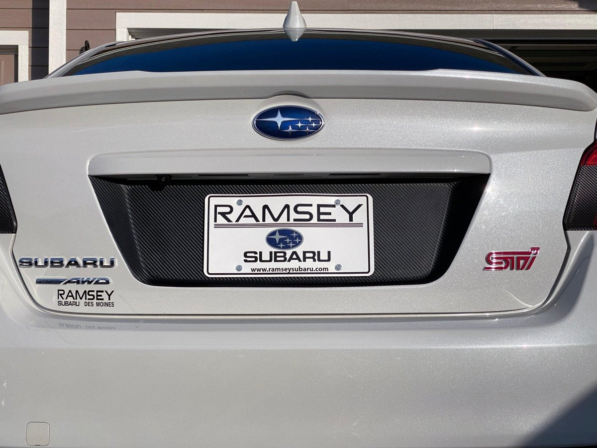 V1 3D Carbon License Plate Panel Black Out Overlays - 2015 - 2020 Subaru WRX / STI - JDMuscleExterior Body15WRXLPOL3DBK3D Carbon (Black)