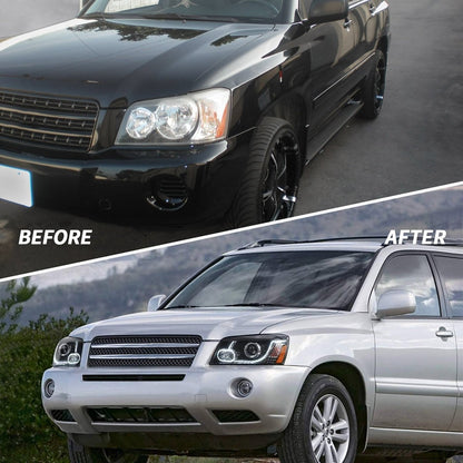 VLAND 01 - 07 Highlander 1st Gen XU20 | Fit For US Models LED Projector Headlights - JDMuscleHeadlightYAA-HLD-0264RHD-P01RHDDual Beam Black Housing