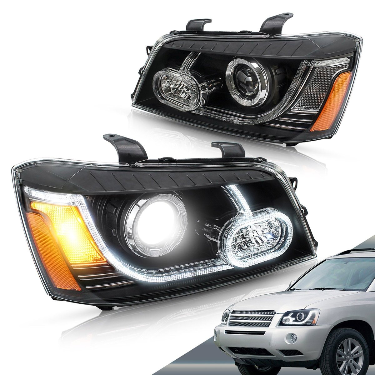VLAND 01 - 07 Highlander 1st Gen XU20 | Fit For US Models LED Projector Headlights - JDMuscleHeadlightLHDDual Beam Regular Housing