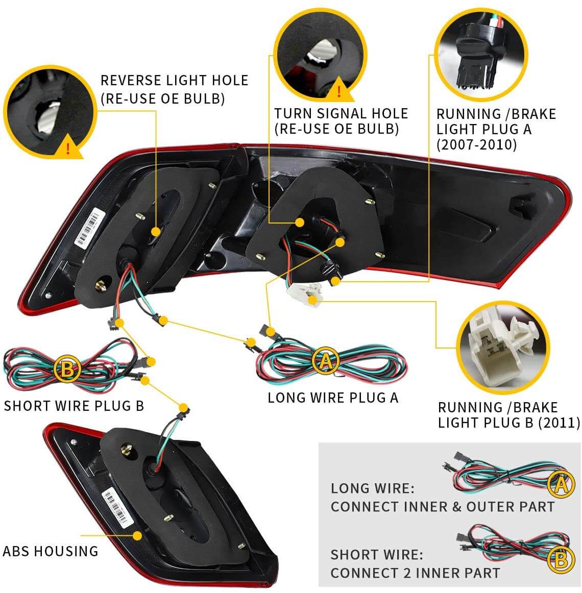 VLAND 06 - 11 Camry XV40 Gen Sedan Full LED Tail Lights - JDMuscleTaillightYAB-KMR-0192RC-P01Red Clear