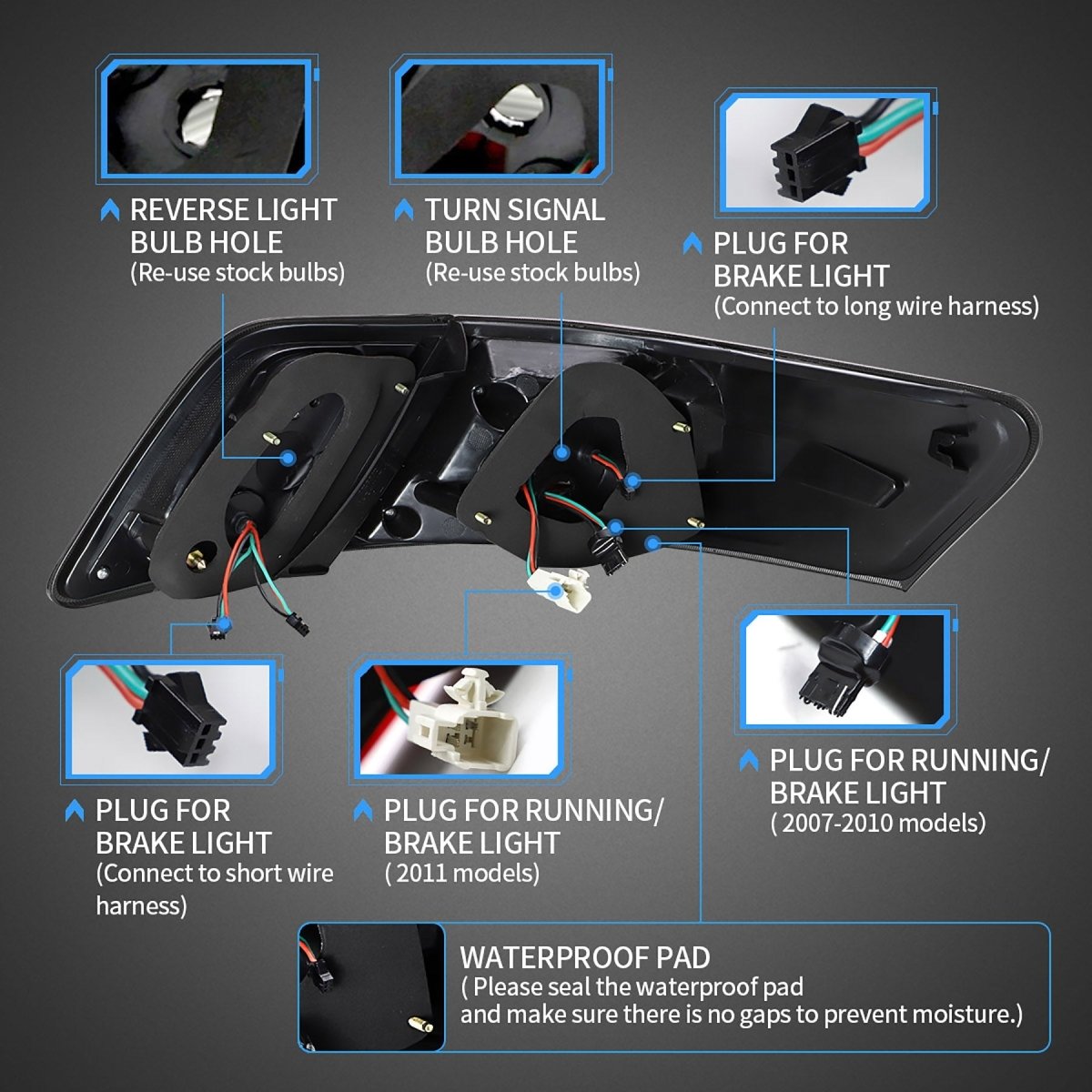 VLAND 06 - 11 Camry XV40 Gen Sedan Full LED Tail Lights - JDMuscleTaillightYAB-KMR-0192RC-P01Red Clear