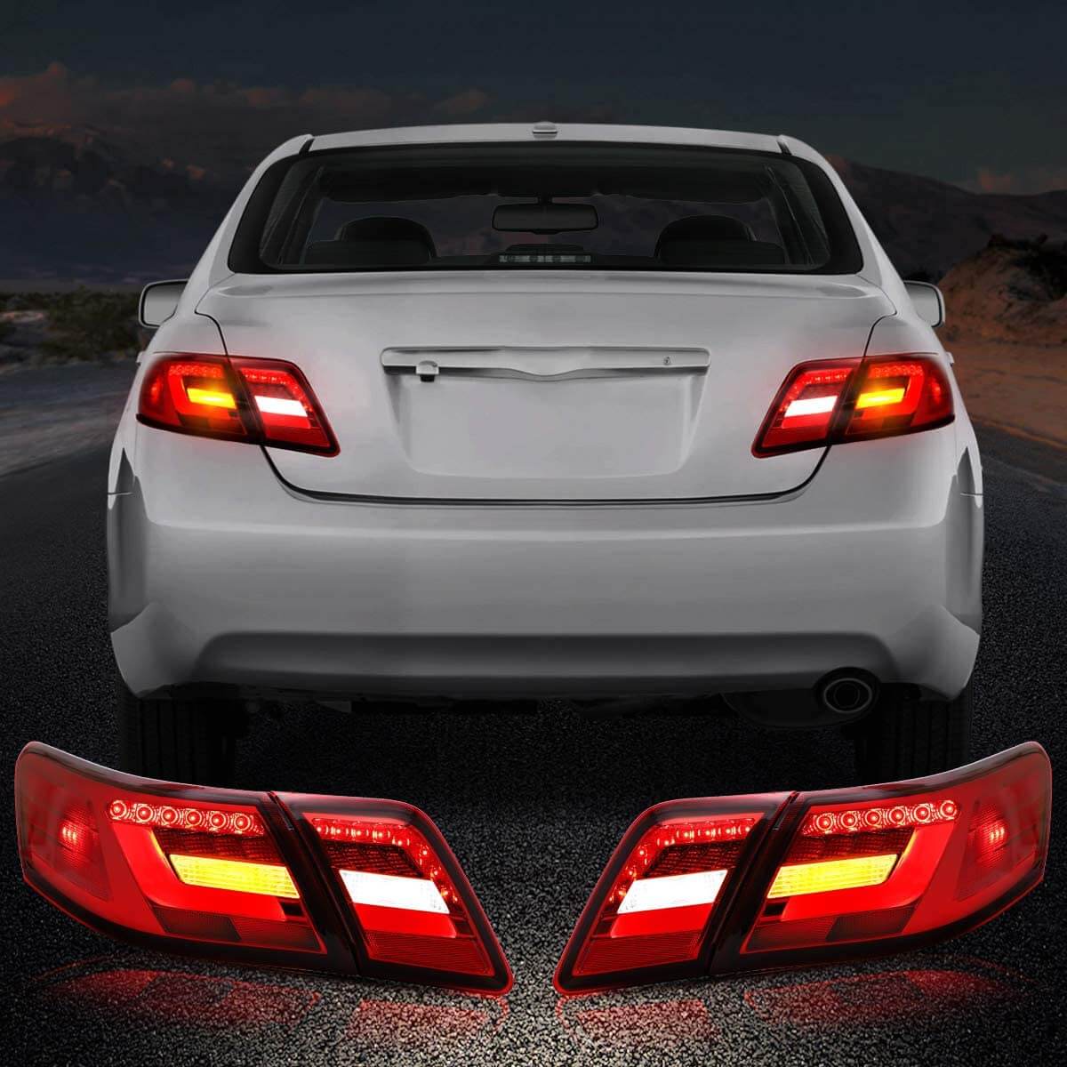 VLAND 06 - 11 Camry XV40 Gen Sedan Full LED Tail Lights - JDMuscleTaillightYAB-KMR-0192RC-P01Red Clear