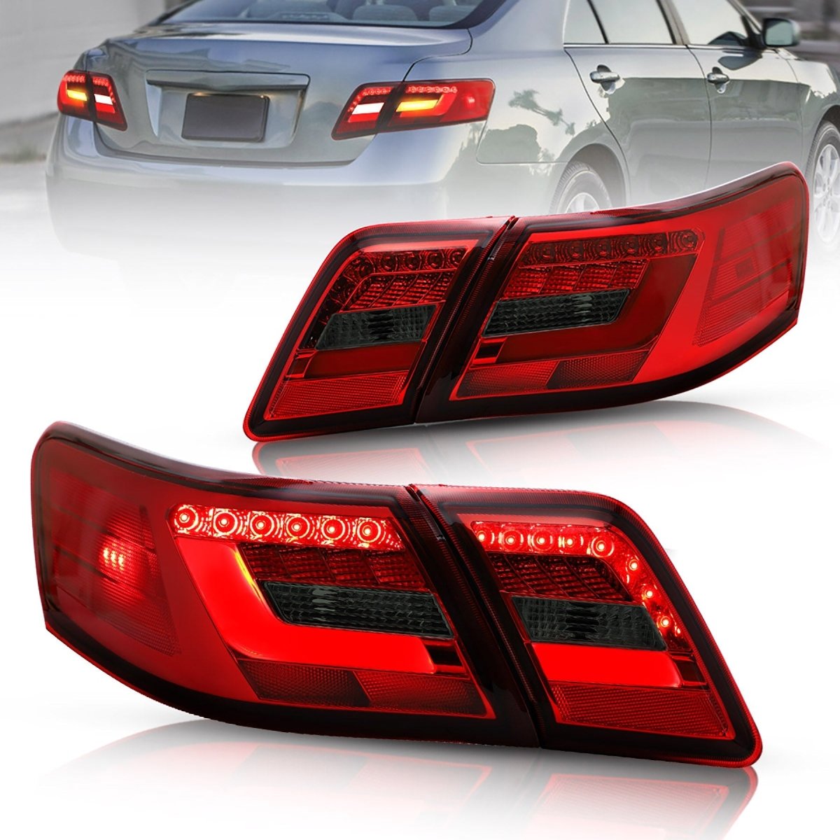 VLAND 06 - 11 Camry XV40 Gen Sedan Full LED Tail Lights - JDMuscleTaillightYAB-KMR-0192RS-P01Red Smoked