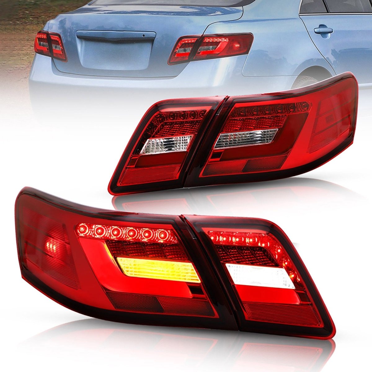 VLAND 06 - 11 Camry XV40 Gen Sedan Full LED Tail Lights - JDMuscleTaillightYAB-KMR-0192RC-P01Red Clear