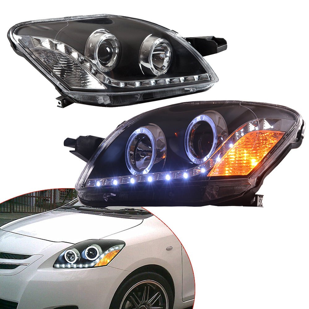 VLAND 07 - 12 Yaris Sedan Only 2nd Gen XP90 | Bulbs Not Included Projector Headlights - JDMuscleHeadlightYAA-VC-0172-P01LHD Regular Housing
