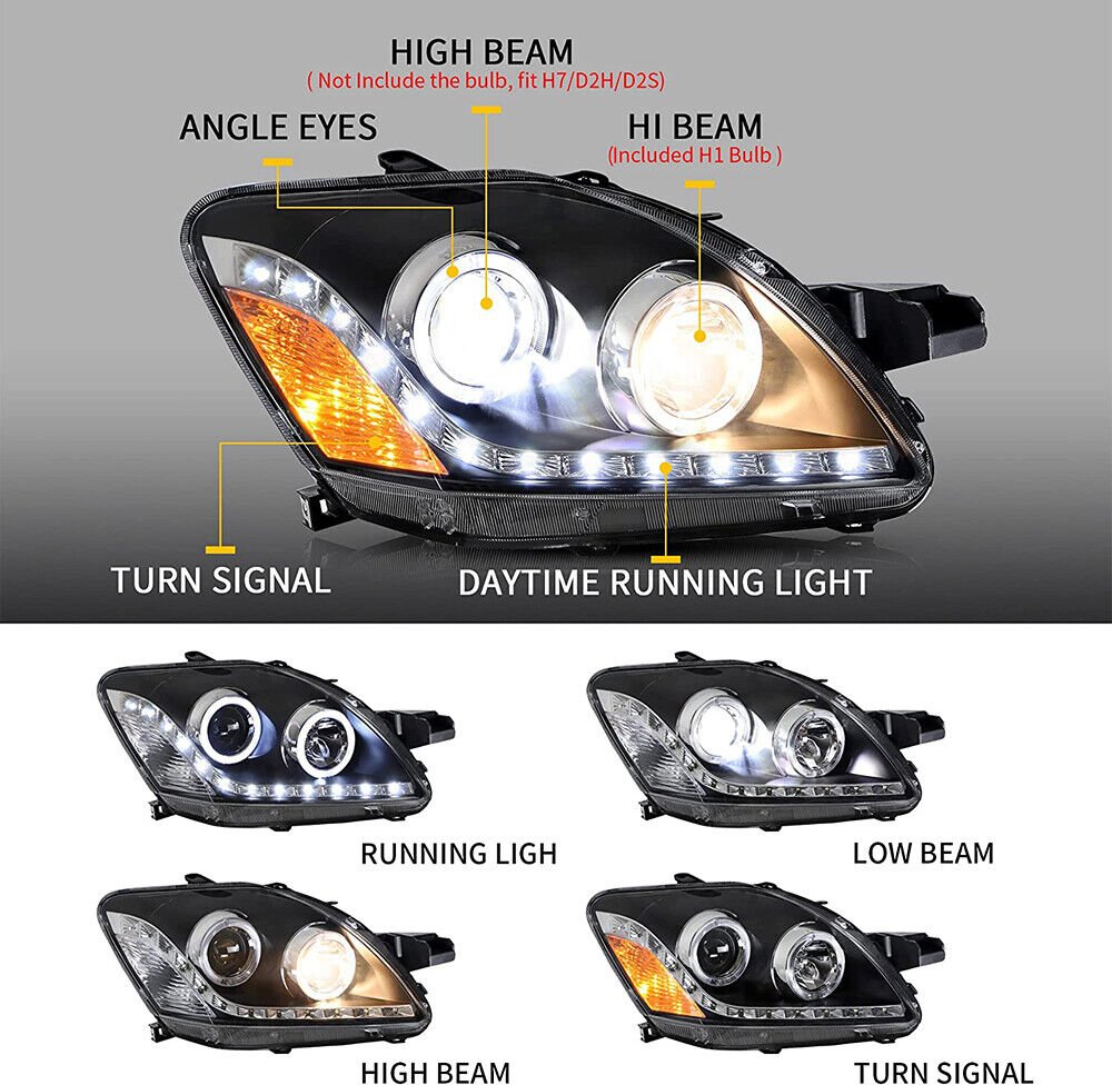 VLAND 07 - 12 Yaris Sedan Only 2nd Gen XP90 | Bulbs Not Included Projector Headlights - JDMuscleHeadlightYAA-VC-0172-P01LHD Regular Housing