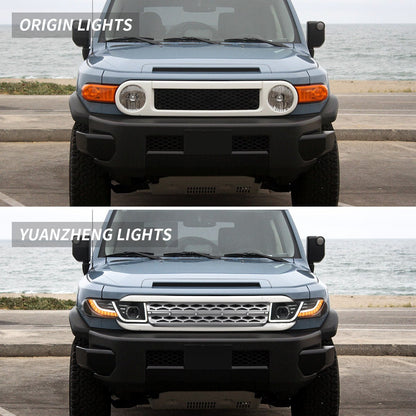 VLAND 07 - 15 Fj Cruiser LED Headlights With Grille | Bulbs Not Included - JDMuscleHeadlightYAA-FJ-0249AGLHD-BL-P01Headlights with Black GrilleLHD