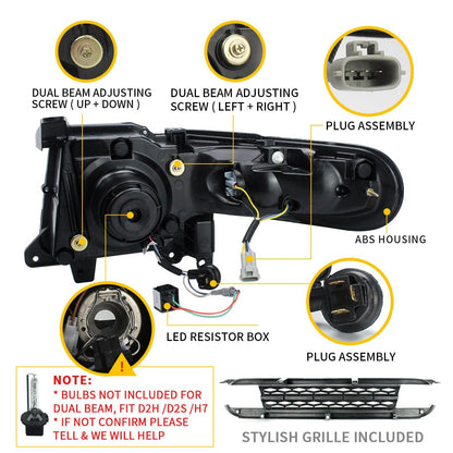 VLAND 07 - 15 Fj Cruiser LED Headlights With Grille | Bulbs Not Included - JDMuscleHeadlightYAA-FJ-0249AGLHD-BL-P01Headlights with Black GrilleLHD