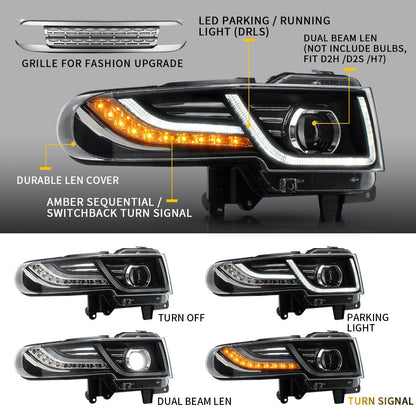 VLAND 07 - 15 Fj Cruiser LED Headlights With Grille | Bulbs Not Included - JDMuscleHeadlightYAA-FJ-0249AGLHD-BL-P01Headlights with Black GrilleLHD