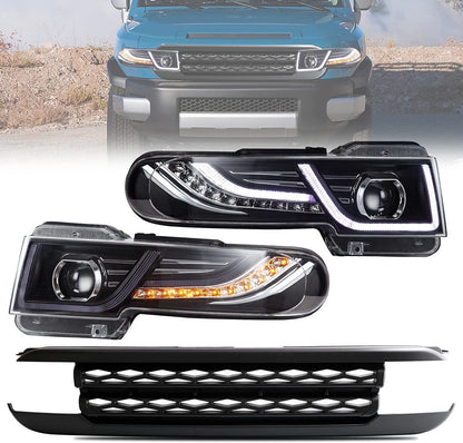 VLAND 07 - 15 Fj Cruiser LED Headlights With Grille | Bulbs Not Included - JDMuscleHeadlightYAA-FJ-0249AGLHD-BL-P01Headlights with Black GrilleLHD