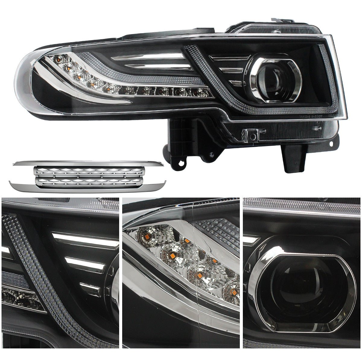 VLAND 07 - 15 Fj Cruiser LED Headlights With Grille | Bulbs Not Included - JDMuscleHeadlightYAA-FJ-0249AGLHD-BL-P01Headlights with Black GrilleLHD