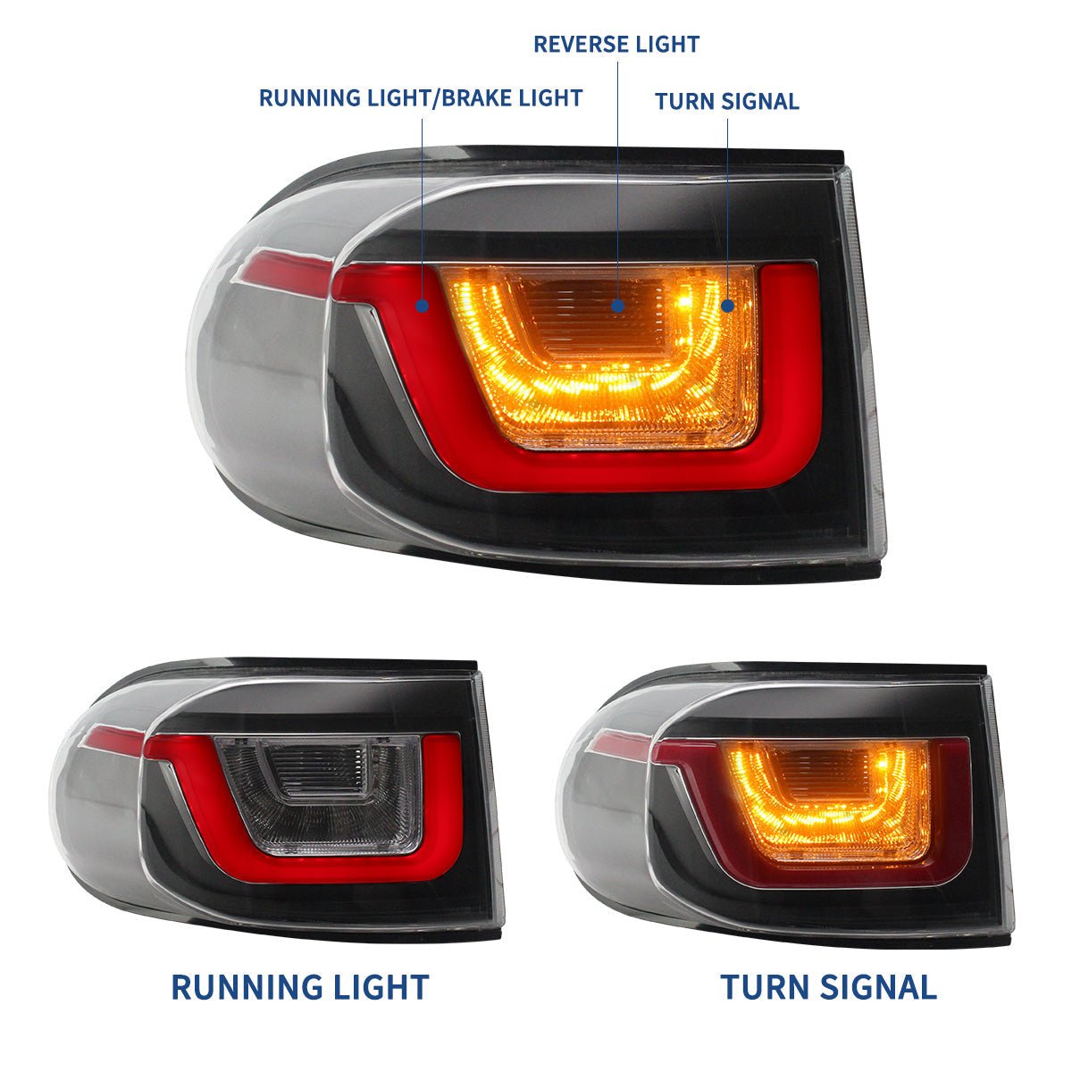 VLAND 07 - 17 FJ Land Cruiser LED Tail Lights - JDMuscleTaillightYAB-FJ-0248A-P01Clear