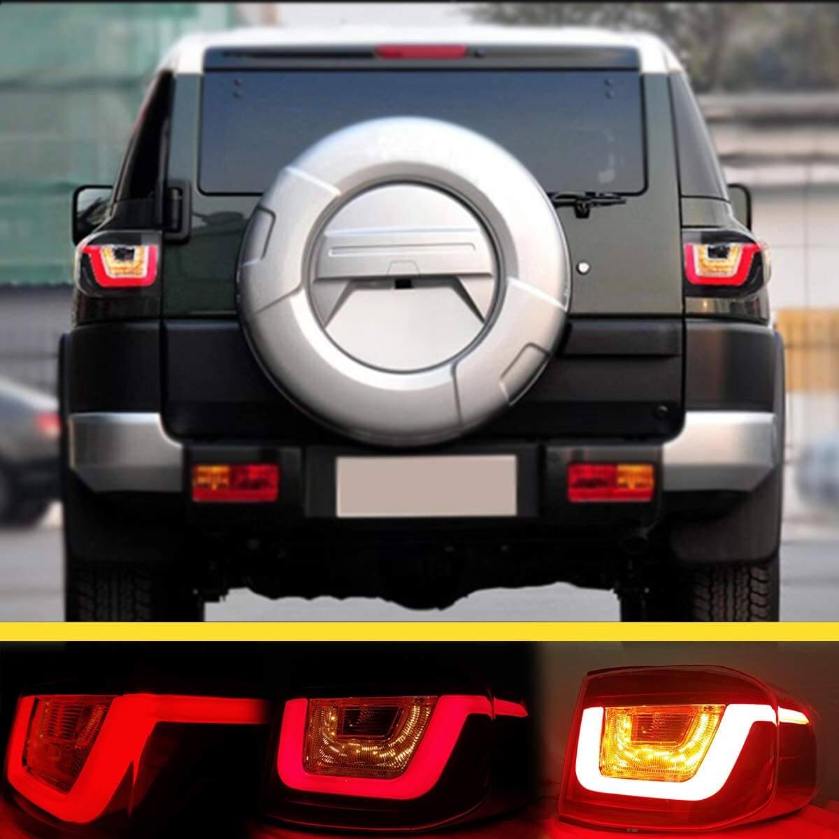 VLAND 07 - 17 FJ Land Cruiser LED Tail Lights - JDMuscleTaillightYAB-FJ-0248A-P01Clear