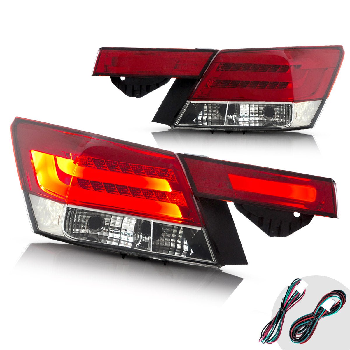 VLAND [08 - 13 Honda Accord] Inspire 8th Gen Sedan 4PCS LED Tail Lights - Not For Coupe - JDMuscleTaillightYAB-YG-0196RC-P01Red Clear（2008 - 2012）