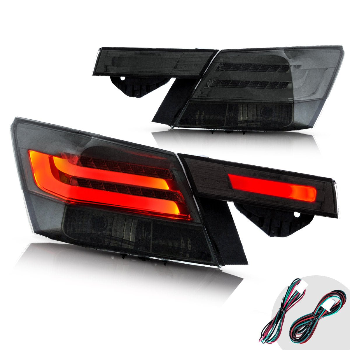 VLAND [08 - 13 Honda Accord] Inspire 8th Gen Sedan 4PCS LED Tail Lights - Not For Coupe - JDMuscleTaillightYAB-YG-0196S-P01Smoked（2008 - 2012）