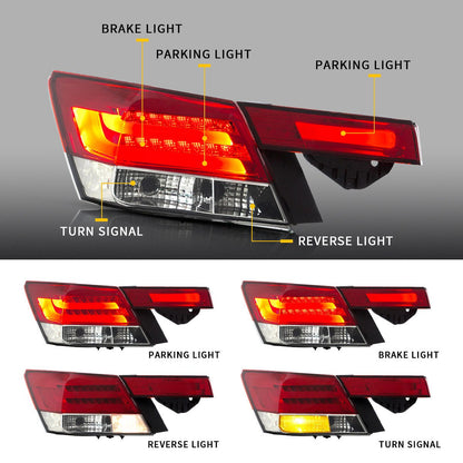 VLAND [08 - 13 Honda Accord] Inspire 8th Gen Sedan 4PCS LED Tail Lights - Not For Coupe - JDMuscleTaillightYAB-YG-0196RC-P01Red Clear（2008 - 2012）