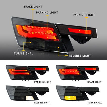 VLAND [08 - 13 Honda Accord] Inspire 8th Gen Sedan 4PCS LED Tail Lights - Not For Coupe - JDMuscleTaillightYAB-YG-0196RC-P01Red Clear（2008 - 2012）