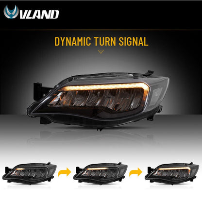 VLAND 08 - 14 WRX/STI Full LED Headlights Assembly - JDMuscleHeadlightsYAA-WRX-0372-LED-RHD-P01RHDLED