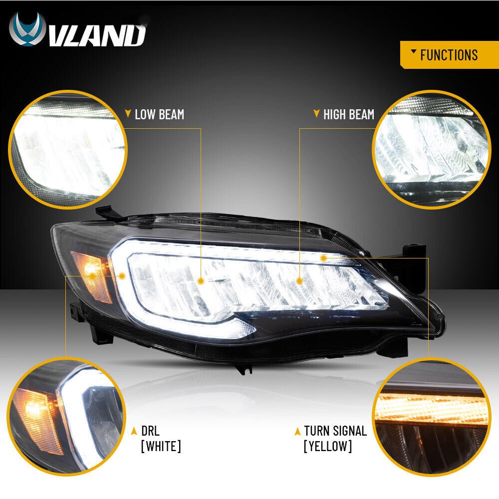 VLAND 08 - 14 WRX/STI Full LED Headlights Assembly - JDMuscleHeadlightsYAA-WRX-0372-LED-RHD-P01RHDLED