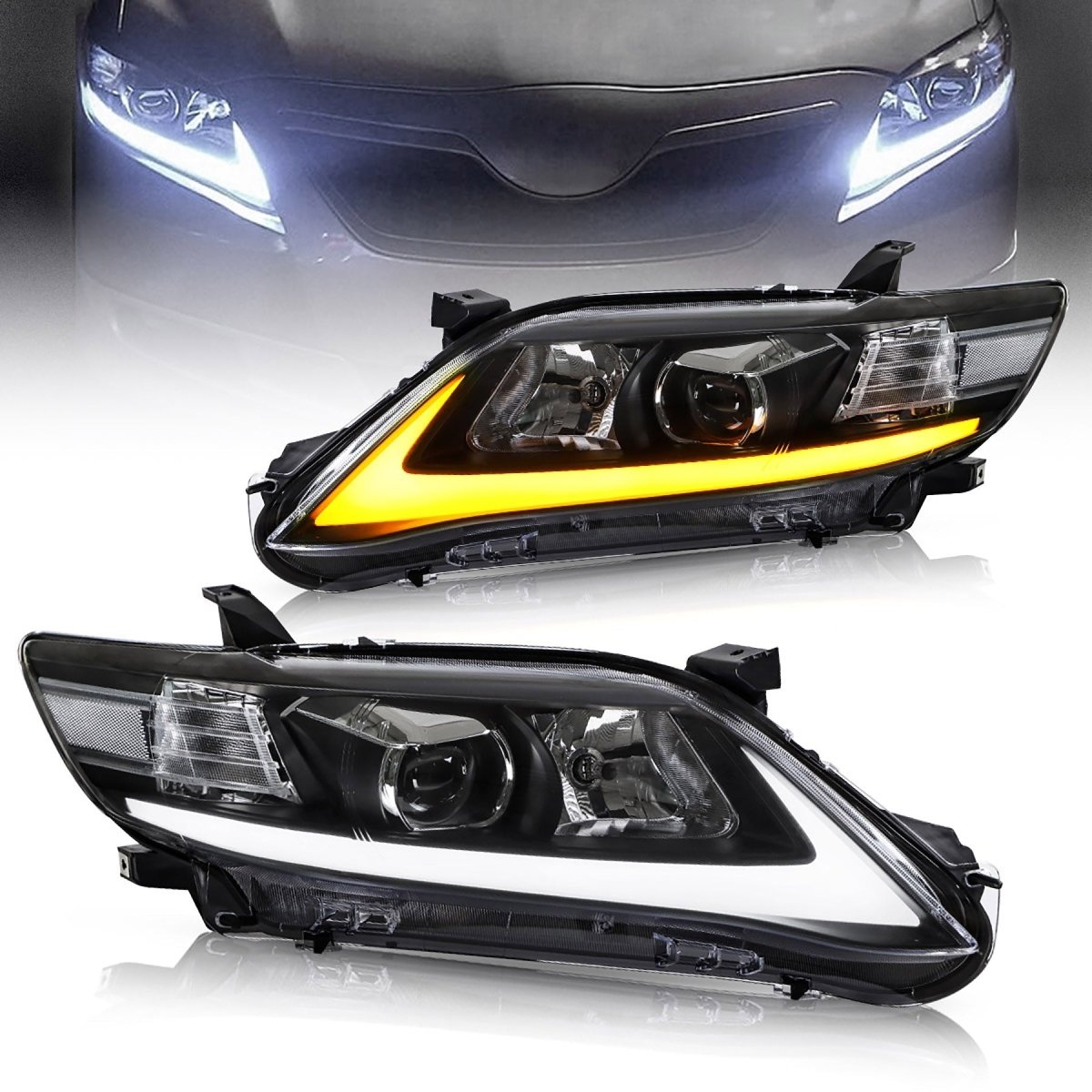 VLAND 10 - 11 Camry Base LE SE and XLE Led Projector Headlights | US Version w/Sequential - JDMuscleHeadlightYAA-KMR-0231HB-ALHD-P01LHDRegular Housing