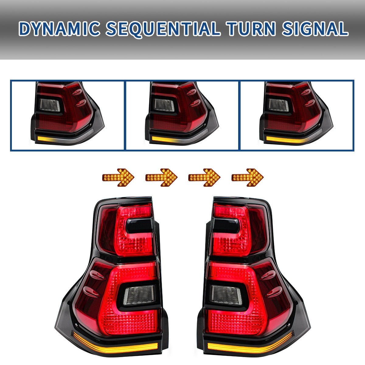 VLAND 10 - 16 Land Cruiser Prado Full LED Taillights - JDMuscleTail lightsYAB-PLD-0296HRC-P01Red Clear