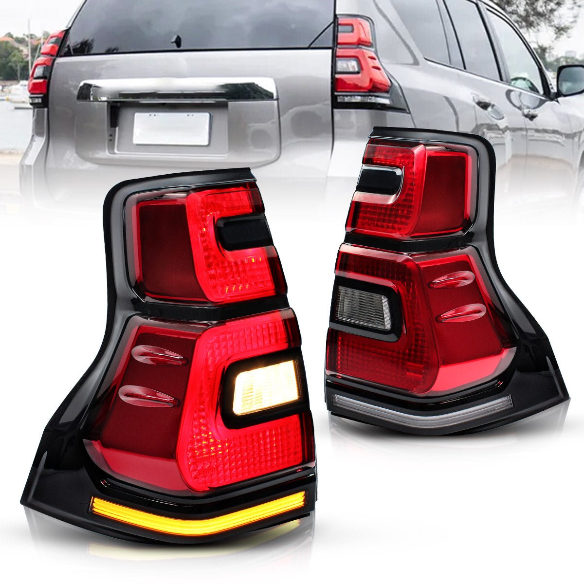 VLAND 10 - 16 Land Cruiser Prado Full LED Taillights - JDMuscleTail lightsYAB-PLD-0296HRC-P01Red Clear