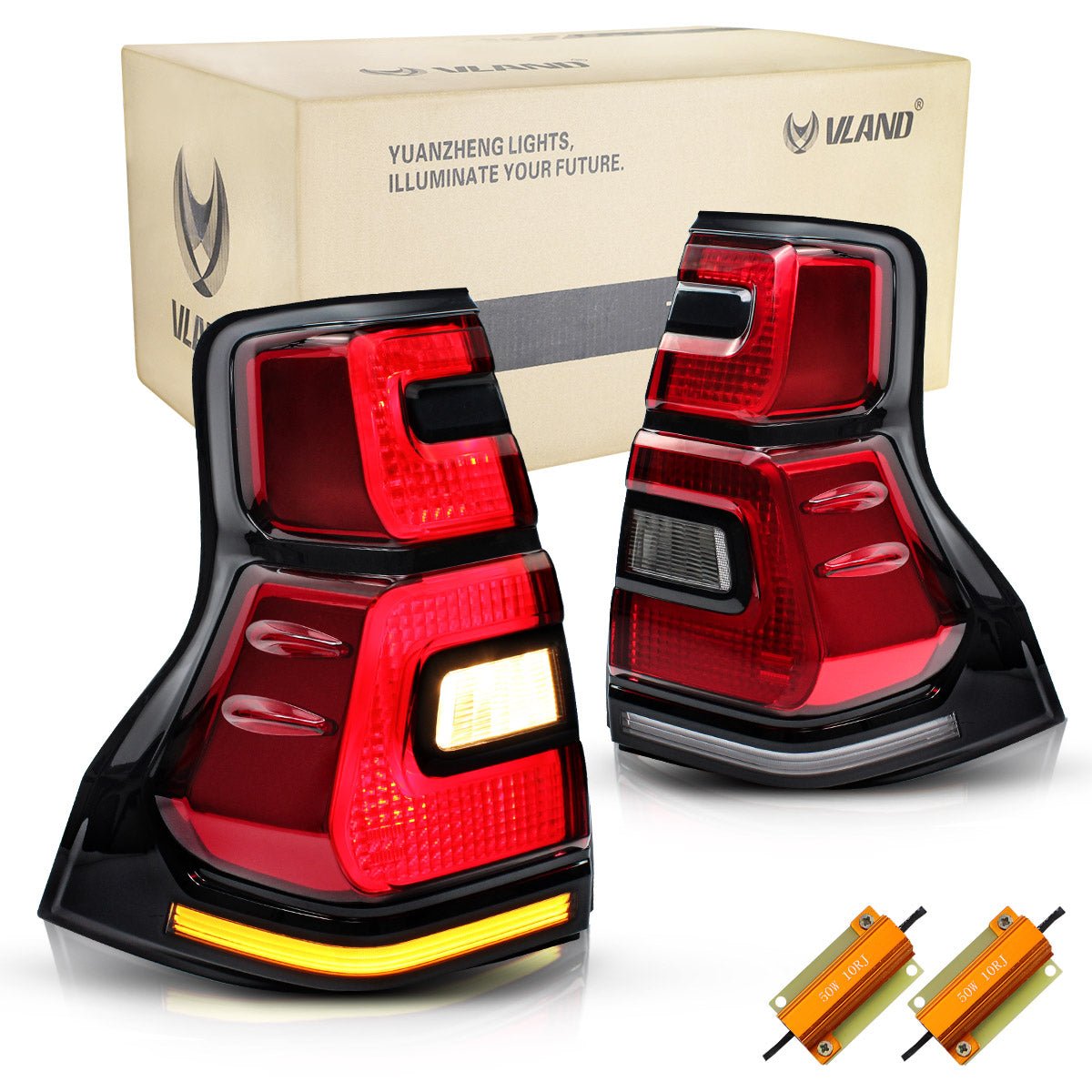 VLAND 10 - 16 Land Cruiser Prado Full LED Taillights - JDMuscleTail lightsYAB-PLD-0296HRC-P01Red Clear