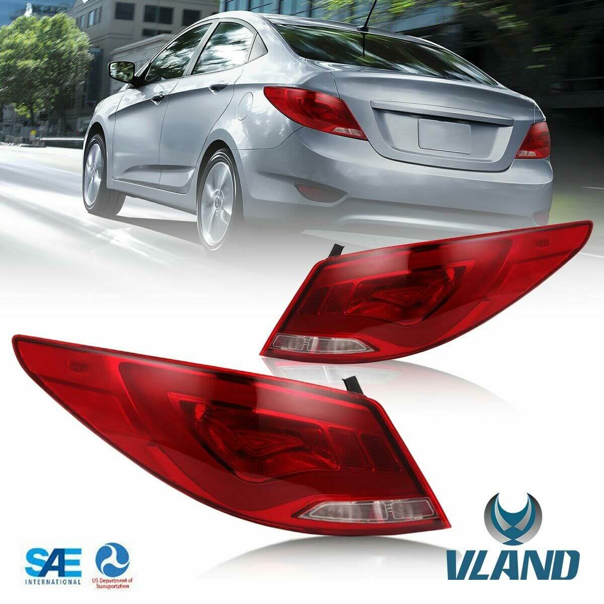 VLAND 10 - 18 Accent / Verna / Solaries Full LED Tail Lights - JDMuscleTail lightsYAB-RN-0233RC-P01Red Clear