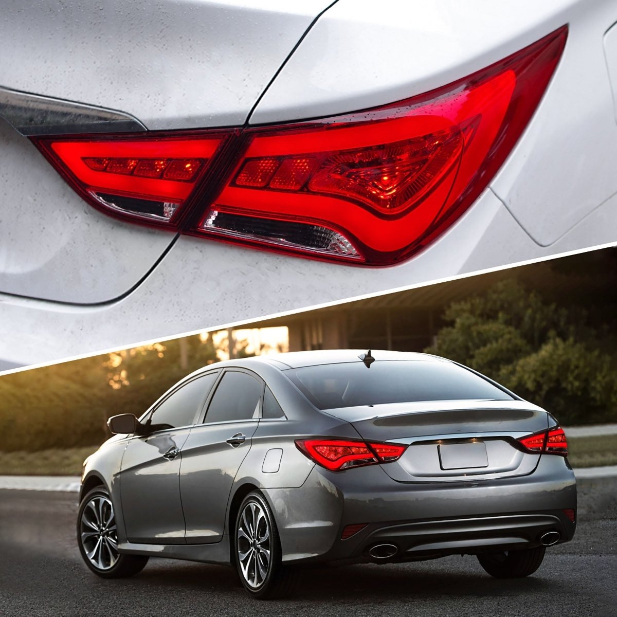 VLAND 11 - 14 Sonata 6th Gen Sedan Full LED Tail Lights - JDMuscleTaillightYAB-SNT-0209ARS-P01Red Smoked
