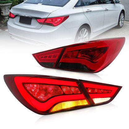 VLAND 11 - 14 Sonata 6th Gen Sedan Full LED Tail Lights - JDMuscleTaillightYAB-SNT-0209ARS-P01Red Smoked