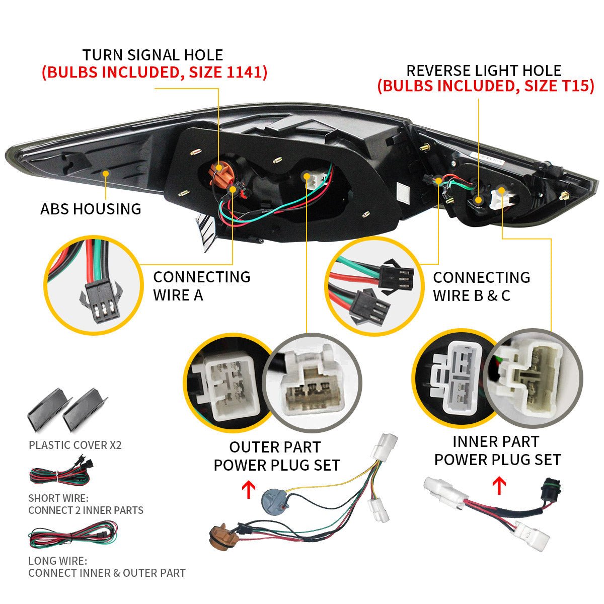 VLAND 11 - 14 Sonata 6th Gen Sedan Full LED Tail Lights - JDMuscleTaillightYAB-SNT-0209ARS-P01Red Smoked
