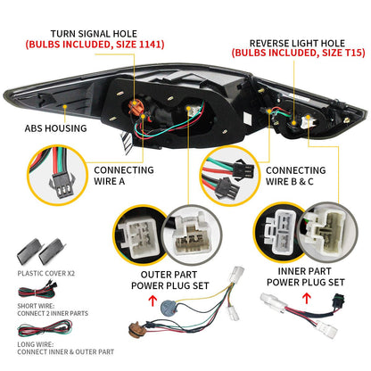 VLAND 11 - 14 Sonata 6th Gen Sedan Full LED Tail Lights - JDMuscleTaillightYAB-SNT-0209ARS-P01Red Smoked