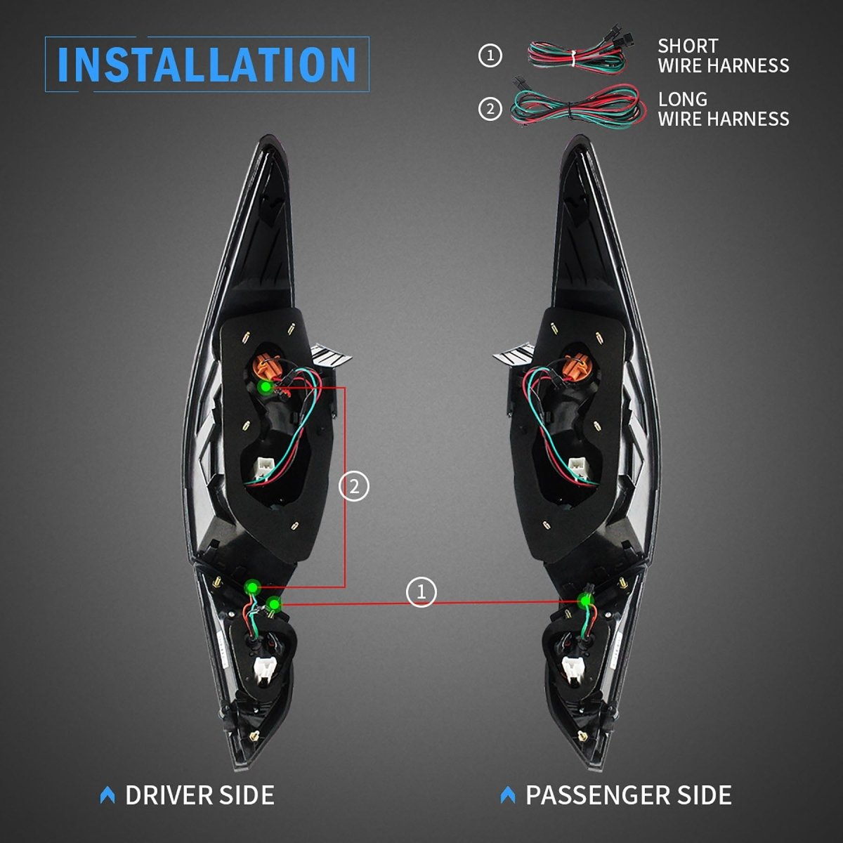 VLAND 11 - 14 Sonata 6th Gen Sedan Full LED Tail Lights - JDMuscleTaillightYAB-SNT-0209ARS-P01Red Smoked