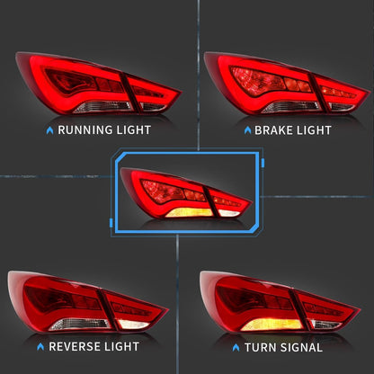 VLAND 11 - 14 Sonata 6th Gen Sedan Full LED Tail Lights - JDMuscleTaillightYAB-SNT-0209ARS-P01Red Smoked