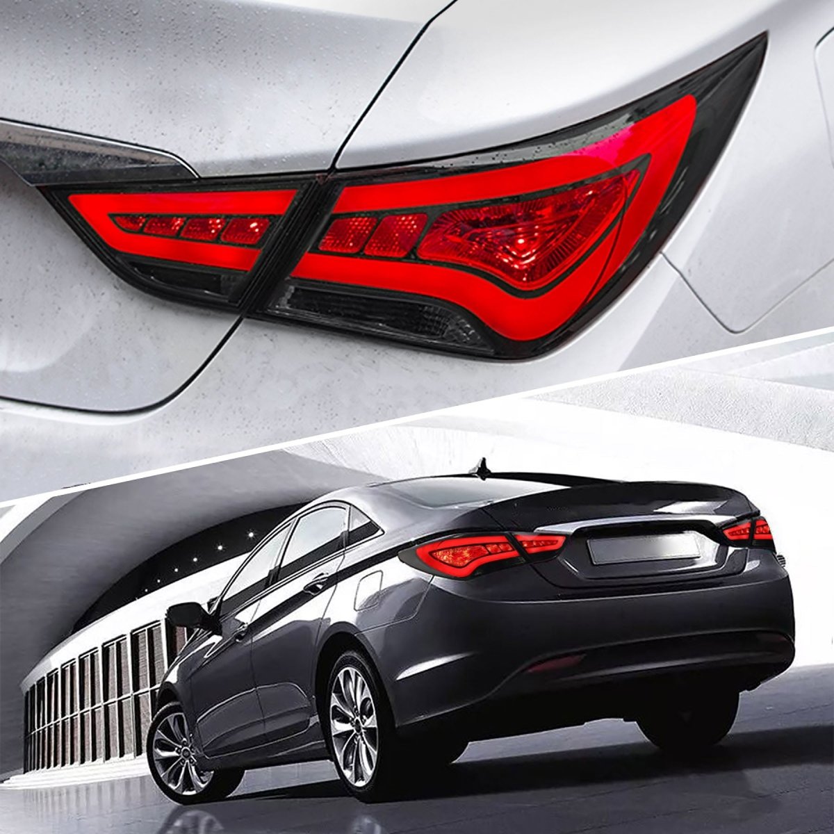VLAND 11 - 14 Sonata 6th Gen Sedan Full LED Tail Lights - JDMuscleTaillightYAB-SNT-0209ARS-P01Red Smoked