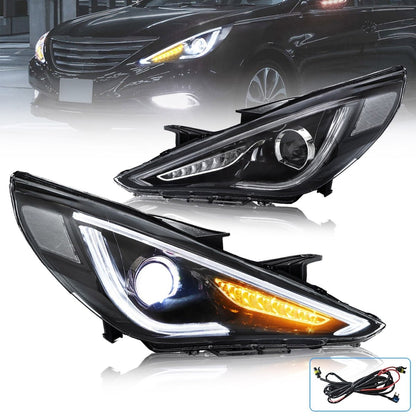 VLAND 11 - 14 Sonata Dual Beam Sequential Headlights ABS PMMA GLASS Material | Bulbs Not Included - JDMuscleHeadlightYAA-SNT-0171BHQ5-LHD-P01LHDDual Beam