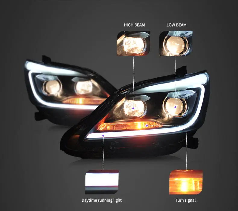 VLAND 12 - 15 Toyota Innova 1st Gen AN40 2nd Facelift HID Projector Headlights - JDMuscleHeadlightYAA-INA-0235ME-P01LHD for Middel East