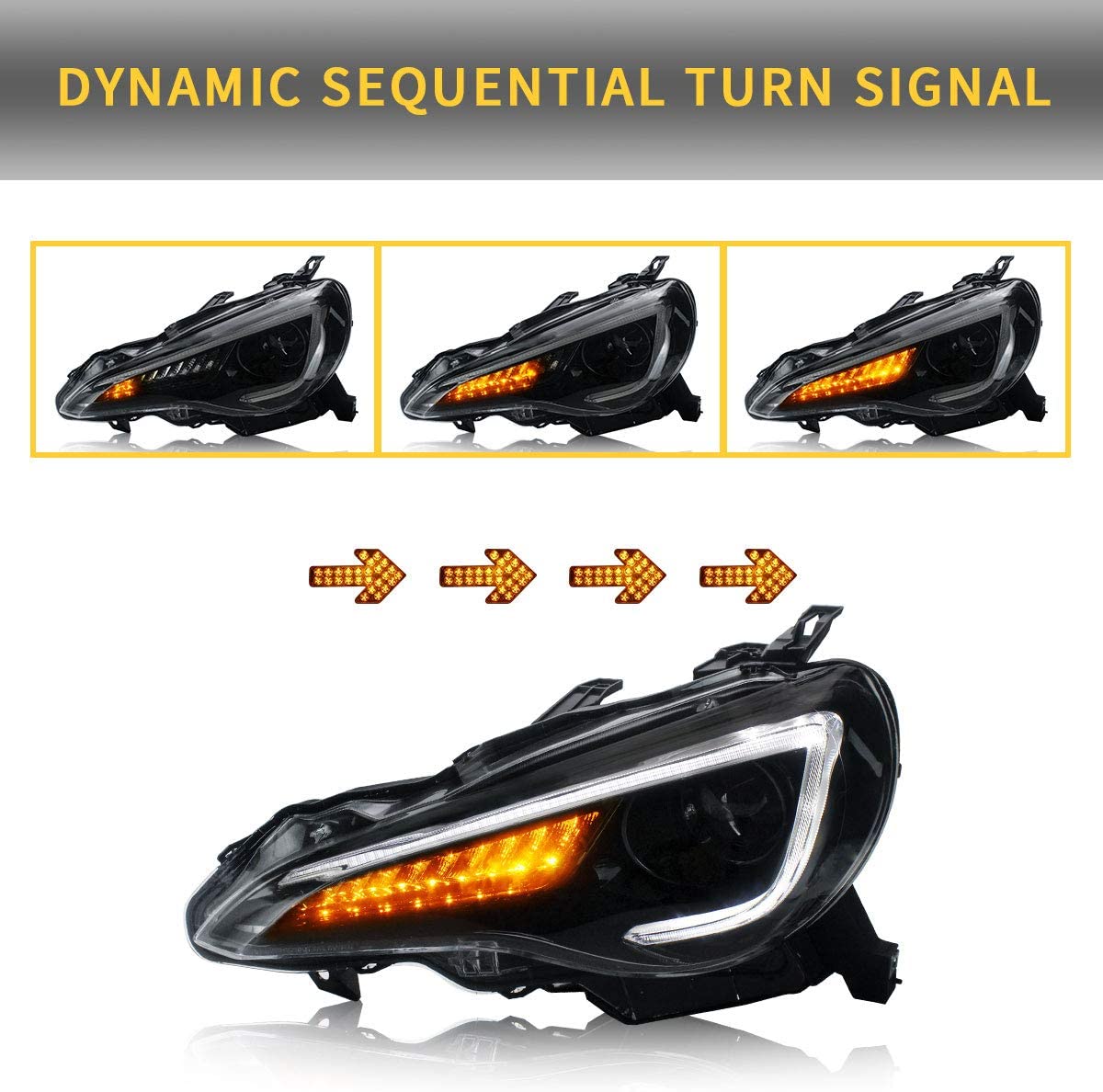 VLAND [12 - 19 GT86 / 13 - 16 FR - S / 13 - 19 BRZ] Headlights + D2S LED Bulbs - JDMuscleCombination SetYAA-FT86-0297+D2S LED-LHD-P01LHD+D2S LED Bulbs