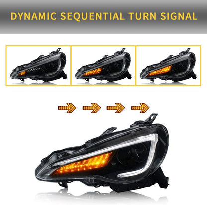 VLAND [12 - 19 GT86 / 13 - 16 FR - S / 13 - 19 BRZ] Headlights + D2S LED Bulbs - JDMuscleCombination SetYAA-FT86-0297+D2S LED-LHD-P01LHD+D2S LED Bulbs