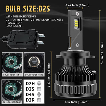 VLAND [12 - 19 GT86 / 13 - 16 FR - S / 13 - 19 BRZ] Headlights + D2S LED Bulbs - JDMuscleCombination SetYAA-FT86-0297+D2S LED-LHD-P01LHD+D2S LED Bulbs