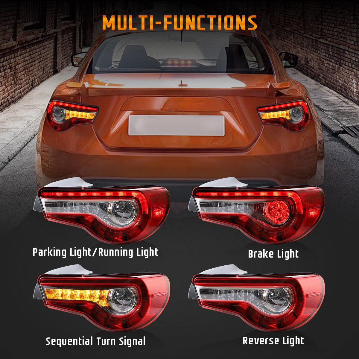 VLAND 12 - 20 GT86 / 13 - 20 BRZ / 13 - 20 FR - S Set of Dual Beam Projector Headlights and Full LED Tail Lights - JDMuscleCombination Set0297LHD-0287S-P01LHD Headlights w/ Smoked Tail Lights