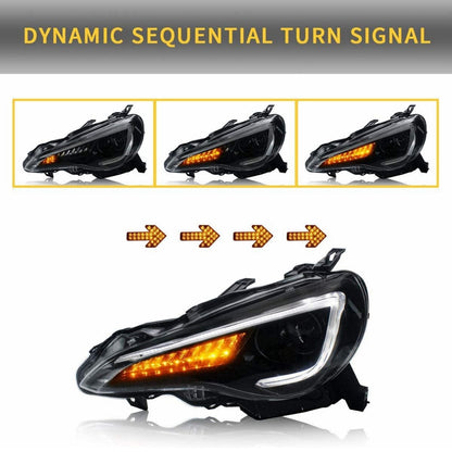 VLAND 12 - 20 GT86 / 13 - 20 BRZ / 13 - 20 FR - S Set of Dual Beam Projector Headlights and Full LED Tail Lights - JDMuscleCombination Set0297LHD-0287S-P01LHD Headlights w/ Smoked Tail Lights