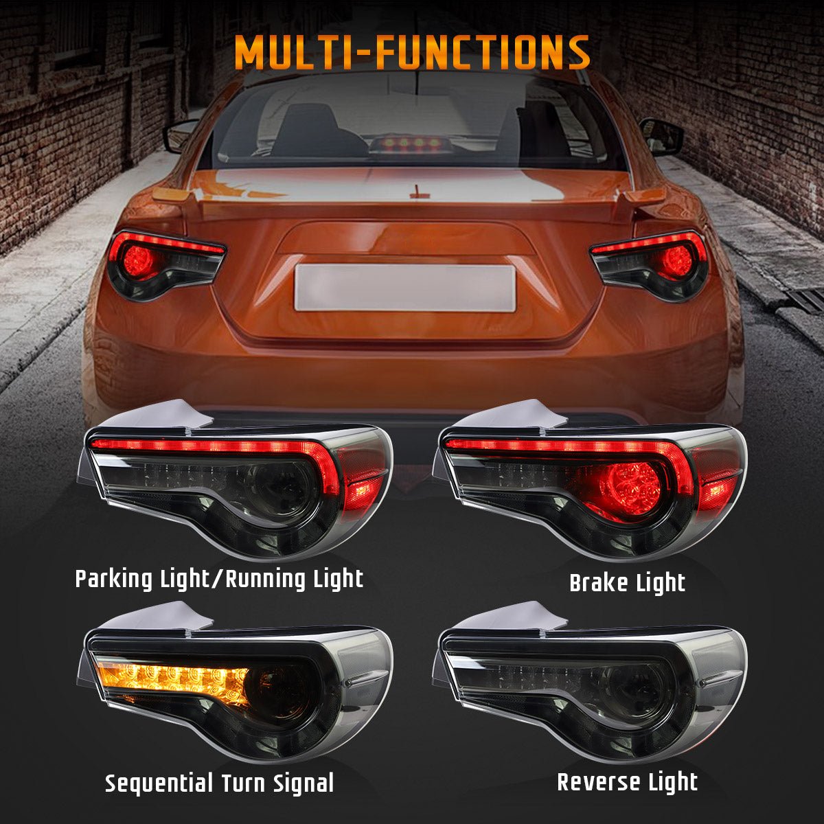 VLAND 12 - 20 GT86 / 13 - 20 BRZ / 13 - 20 FR - S Set of Dual Beam Projector Headlights and Full LED Tail Lights - JDMuscleCombination Set0297LHD-0287S-P01LHD Headlights w/ Smoked Tail Lights