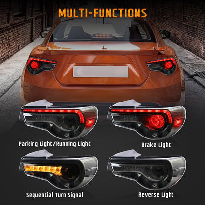 VLAND 12 - 20 GT86 / 13 - 20 BRZ / 13 - 20 FR - S Set of Dual Beam Projector Headlights and Full LED Tail Lights - JDMuscleCombination Set0297LHD-0287S-P01LHD Headlights w/ Smoked Tail Lights