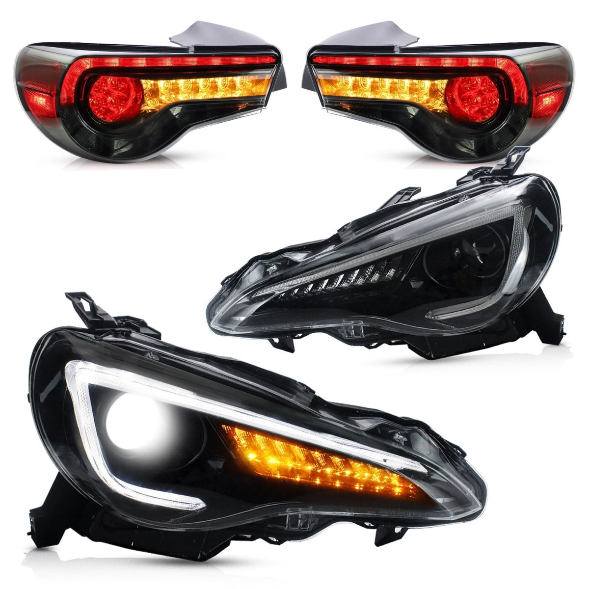 VLAND 12 - 20 GT86 / 13 - 20 BRZ / 13 - 20 FR - S Set of Dual Beam Projector Headlights and Full LED Tail Lights - JDMuscleCombination Set0297LHD-0287S-P01LHD Headlights w/ Smoked Tail Lights