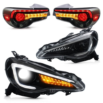 VLAND 12 - 20 GT86 / 13 - 20 BRZ / 13 - 20 FR - S Set of Dual Beam Projector Headlights and Full LED Tail Lights - JDMuscleCombination Set0297LHD-0287S-P01LHD Headlights w/ Smoked Tail Lights
